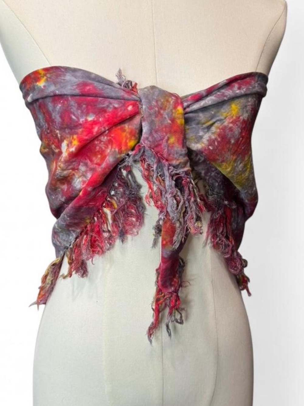 Vintage Y2K tie dye rayon wrap scarf / cover up / multiway top - Picture 3 of 8